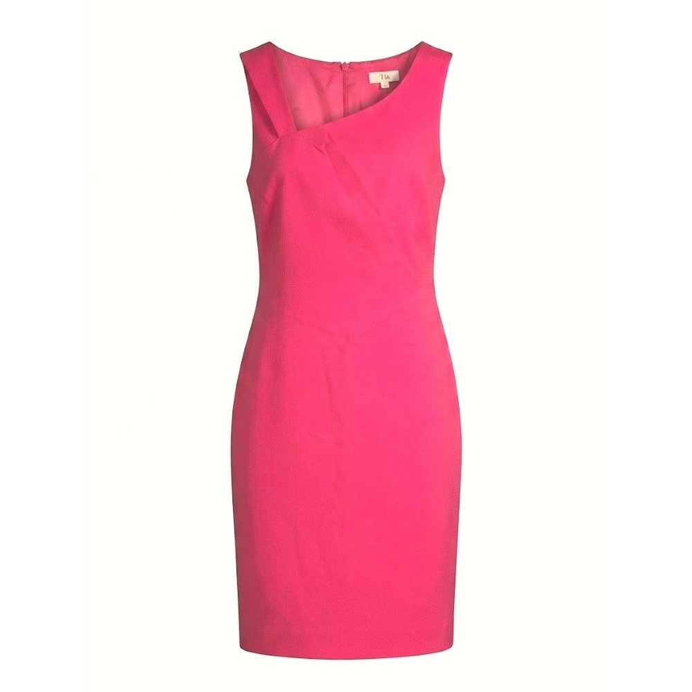 Tia Pink 100% Linen Sleeveless Asymmetrical Sheath Dress Size GB 12 US 8 - AC